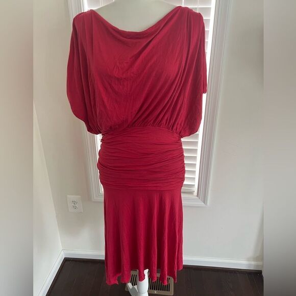 NWT Marciano draped asymmetrical hem midi dress Large - Picture 1 of 9